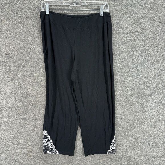 Soma Pants - Soma Cropped Pants Women M Medium Black High Rise Flat Front Pull On Rayon